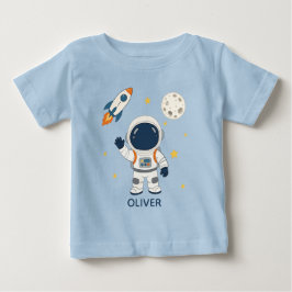 Camiseta Nome Aventura Espacial Lua Foguete Astronauta Fofo