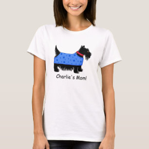 Camiseta Nome azul do cão preto de Terrier do Scottie
