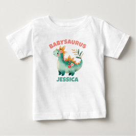 Camiseta Nome Babysaurus Dinossauro Dino Aquarela Caprichos