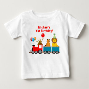 Camiseta Nome Birthday Boy Zoo Safari Animal Lion Train