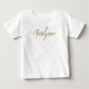 Camiseta Nome com Brilho Dourado para Aniversário de Crianç