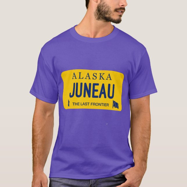 Camiseta Nome da cidade da placa de licença de Juneau Alasc (Frente)