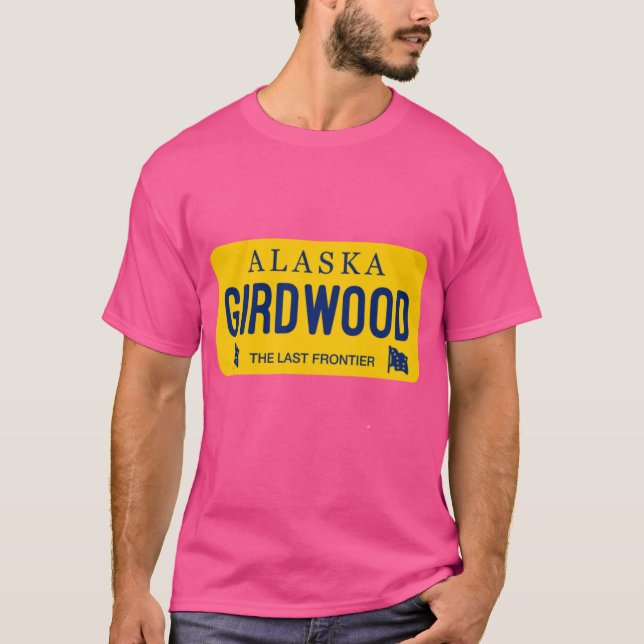 Camiseta Nome da cidade da placa de licença do Alasca Girdw (Frente)