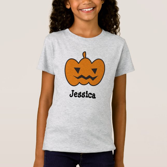 Camiseta Nome da custódia Halloween Pumpkin (Frente)