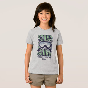 Camiseta Nome da Data da Localização de Esqui Personalizado