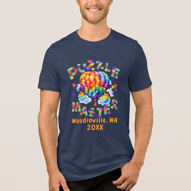 Camiseta Nome da Data da Localização Mestre do Quebra-cabeç (Frente)