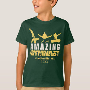Camiseta Nome da Data de Localização do Gymnast Personaliza