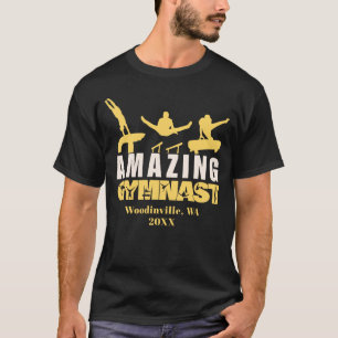 Camiseta Nome da Data de Localização do Gymnast Personaliza