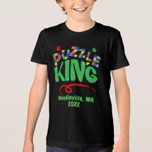 Camiseta Nome da Data de Localização do Quebra-cabeça do Mo