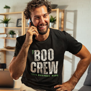 Camiseta Nome da Empresa de Tripulação do Halloween Boo