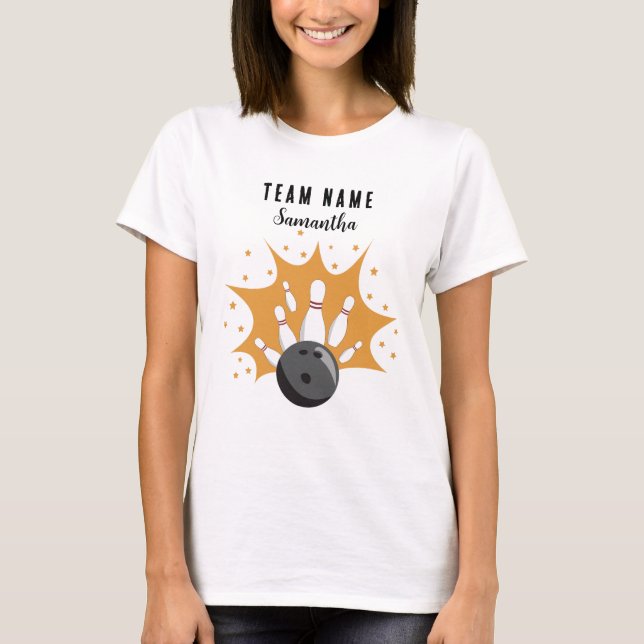 Camiseta Nome da Equipe da Boliche Personalizada (Frente)