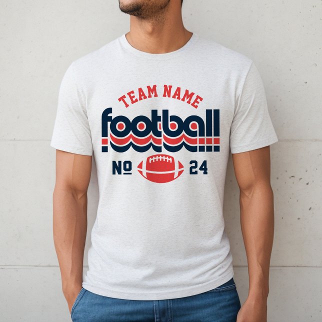 Camiseta Nome da Equipe de Futebol Vermelho Marinho Retro (Criador carregado)
