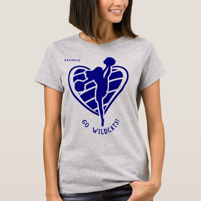 Camiseta Nome da Equipe do Cheerleader Azul (Frente)