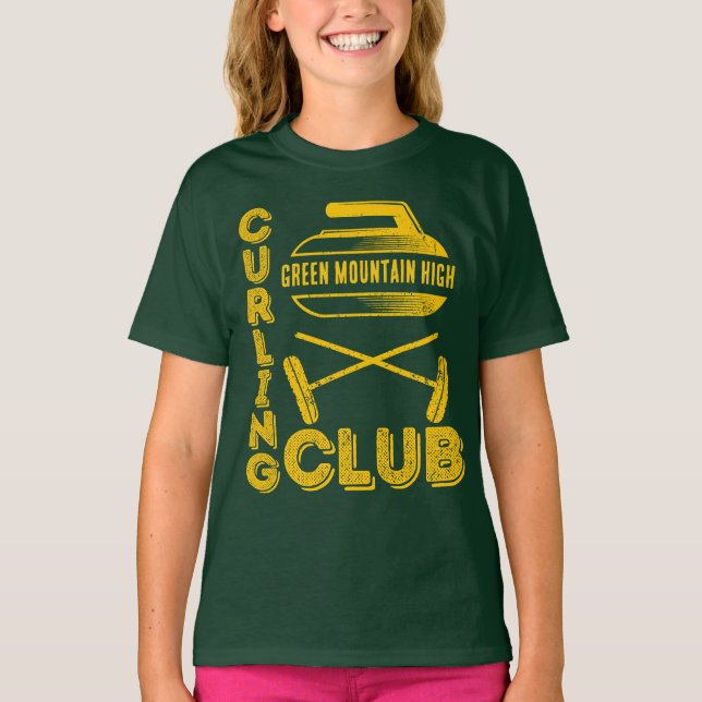 Camiseta Nome da Equipe do Clube Escolar de Curling  (Frente)