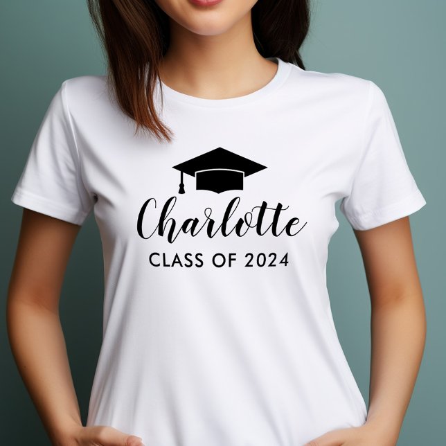 Camiseta Nome da Escrita Preta Moderna Grad Cap 2026 (Criador carregado)