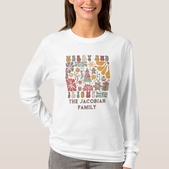 Camiseta Nome da família Ano de Reunião Boho Floral Natal (Frente)