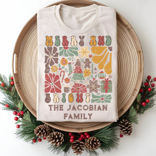 Camiseta Nome da família Ano de Reunião Boho Floral Natal