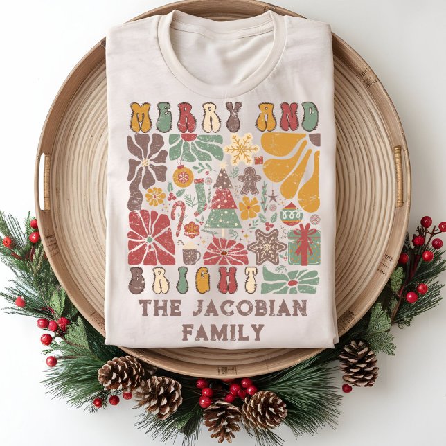 Camiseta Nome da família Ano de Reunião Boho Floral Natal (Criador carregado)