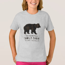 Camiseta Nome da família Cabina Urso Negro Castanho Russo