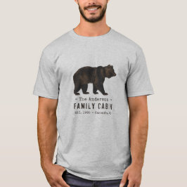 Camiseta Nome da família Cabina Urso Negro Castanho Russo