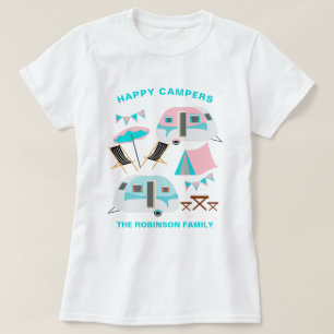 Camiseta Nome da Família Campers Felizes Campanha Retro Ca