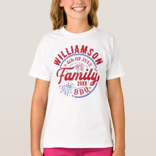 Camiseta Nome da Família Correspondente 4 de julho Vermelho