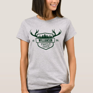 Camiseta Nome da Família de Cabina Verde Floresta