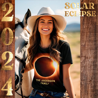 Camiseta Nome da Família do Eclipse Solar Total 2024 8 de a