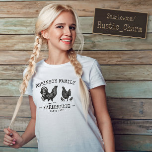 Camiseta Nome da família Farmhouse Hen Pintinho Rooster