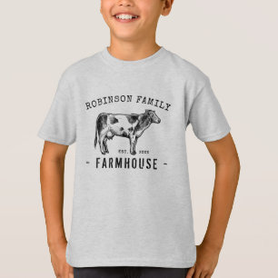 Camiseta Nome da família Farmhouse Russe Dairy milk Cow