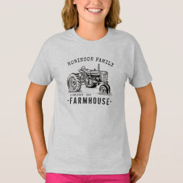 Camiseta Nome da família Farmhouse Rustic Vintage Trator