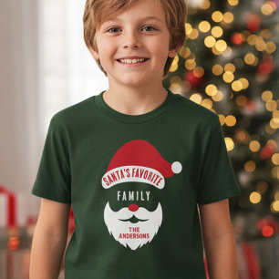 Camiseta Nome da Família Favorita do Papai Noel Engraçado P