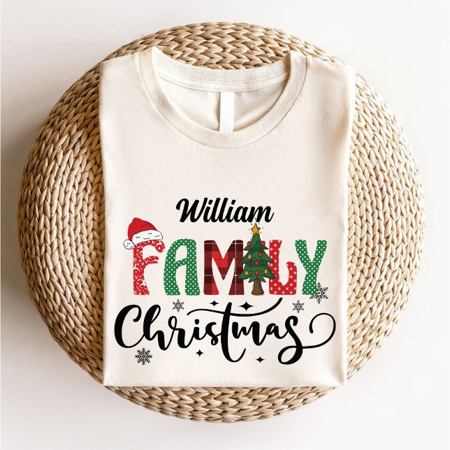 Camiseta Nome da Família Feliz Natal Correspondente aos mod (Merry Christmas Family Name Matching modern T-Shirt)
