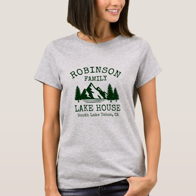 Camiseta Nome da família Lago House Forest Silhouette (Frente)