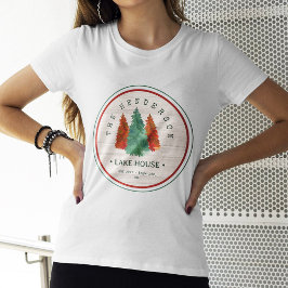 Camiseta Nome da família Lago House Pine Tree