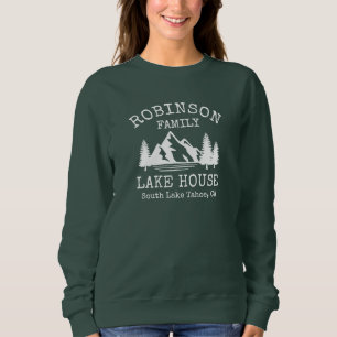 Camiseta Nome da família Lake House Rustic White Silhouett