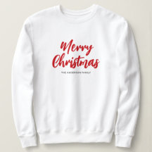 Nome da Família Moderno Feliz Natal Script Vermelh