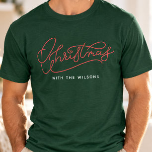 Camiseta Nome da Família Natal Moderno Script