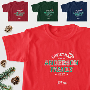 Camiseta Nome da família Papais noeis de Natal Vermelho de 