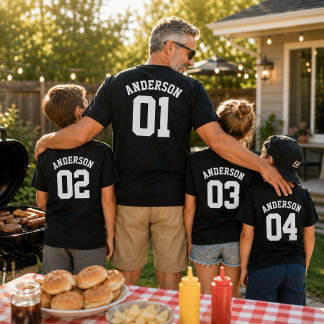 Camiseta Nome da Família Personalizado Jersey do Papai Dia
