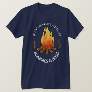Camiseta "(Nome da Família) Previsão: Bonfire and Beers"