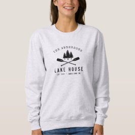 Camiseta Nome da Família Rustic Lake House Boat Oars Trees