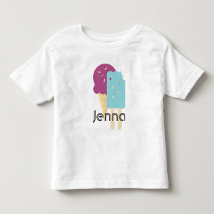 Camiseta Nome da Festa de Aniversário de Verão com Cone de