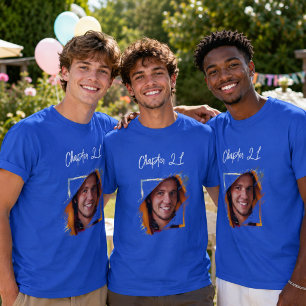 Camiseta Nome da foto 21º aniversário azul real