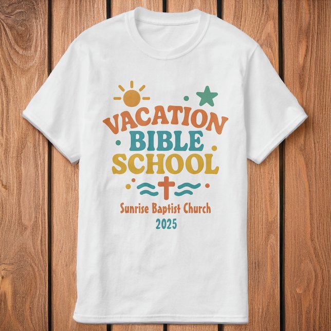 Camiseta Nome da Igreja da Bíblia de Férias e Ano Sun VBS (Criador carregado)