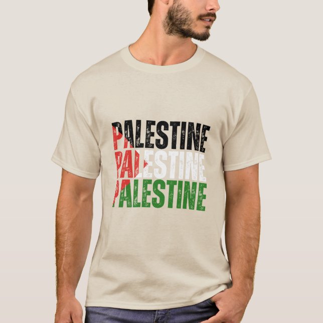 Camiseta Nome da Palestina com Bandeira Palestina (Frente)