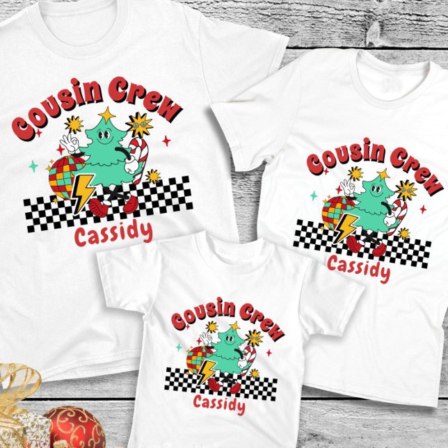 Camiseta Nome da tripulação do primo Natal correspondendo à (Criador carregado)