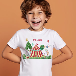 Camiseta Nome das Crianças de Animais de Tenda de Circo e C