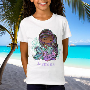 Camiseta nome de adição de amantes de sereia fofa