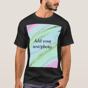 Camiseta Nome de adição do pastel cintilante verde-rosa azu
